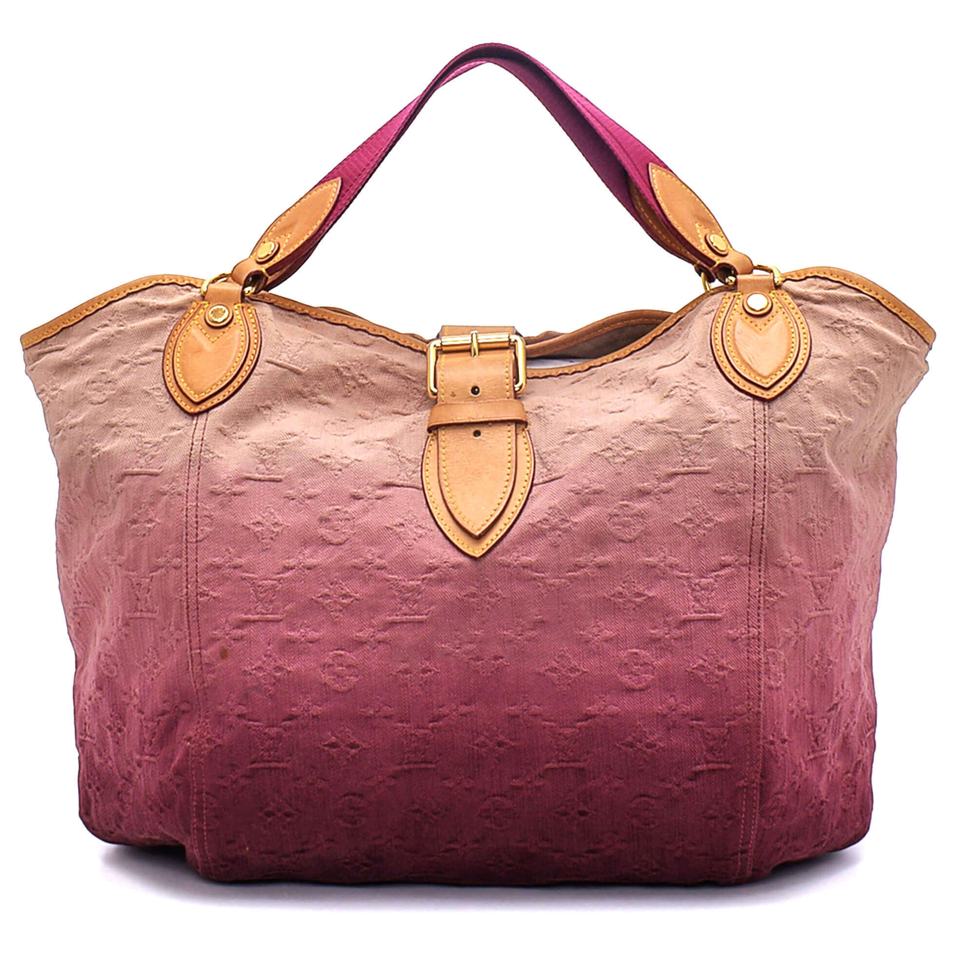 Louis Vuitton - Pink and Beige Gradient Monogram Denim Limited Edition Sunbeam Hobo Bag